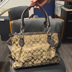 COACH signature Canvas /leather Trim COLLETTE CARRYALL!!